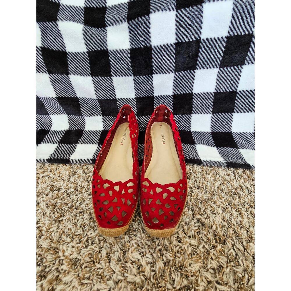 Via Spiga Women Bellerose Laser-Cut Espadrille Flat Red Size 8 - Picture 3 of 11